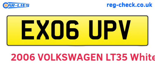 EX06UPV are the vehicle registration plates.
