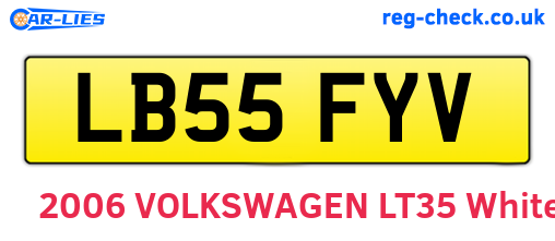 LB55FYV are the vehicle registration plates.