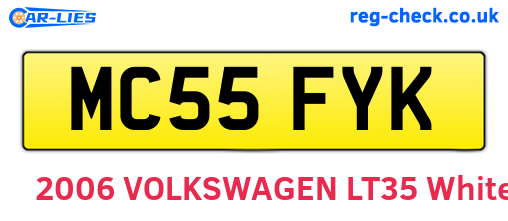 MC55FYK are the vehicle registration plates.