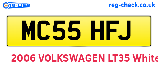 MC55HFJ are the vehicle registration plates.