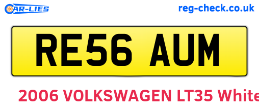 RE56AUM are the vehicle registration plates.