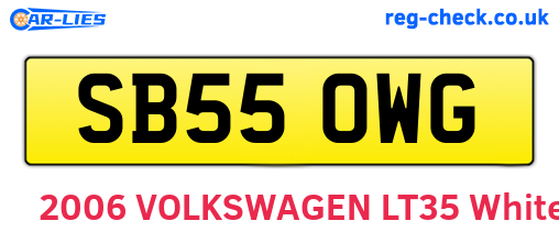 SB55OWG are the vehicle registration plates.