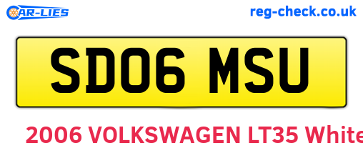 SD06MSU are the vehicle registration plates.