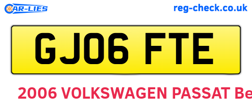 GJ06FTE are the vehicle registration plates.