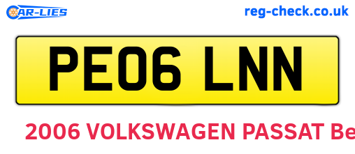 PE06LNN are the vehicle registration plates.