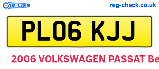 PL06KJJ are the vehicle registration plates.