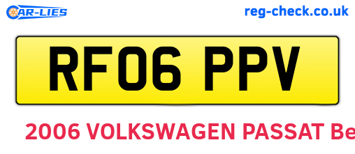RF06PPV are the vehicle registration plates.