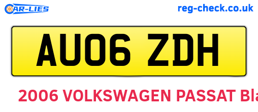 AU06ZDH are the vehicle registration plates.