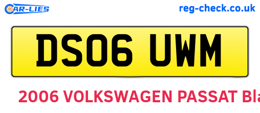 DS06UWM are the vehicle registration plates.