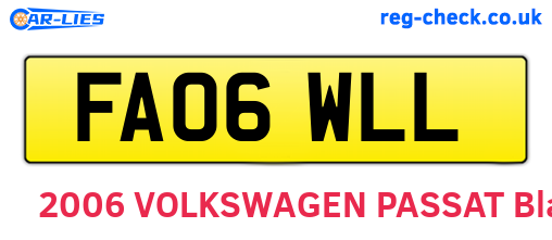 FA06WLL are the vehicle registration plates.
