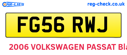 FG56RWJ are the vehicle registration plates.