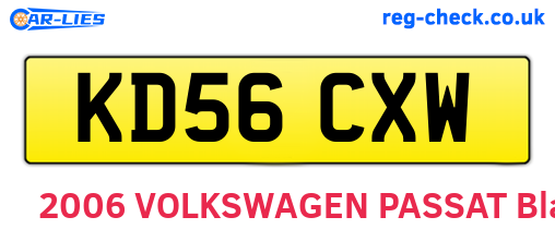 KD56CXW are the vehicle registration plates.