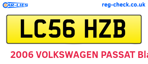 LC56HZB are the vehicle registration plates.