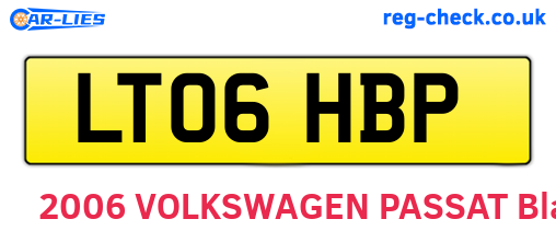 LT06HBP are the vehicle registration plates.