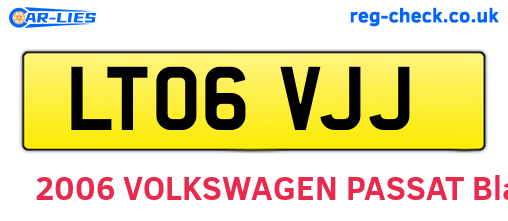 LT06VJJ are the vehicle registration plates.