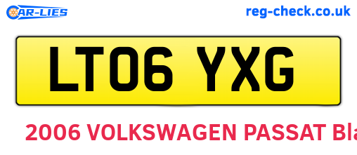 LT06YXG are the vehicle registration plates.