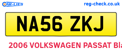 NA56ZKJ are the vehicle registration plates.