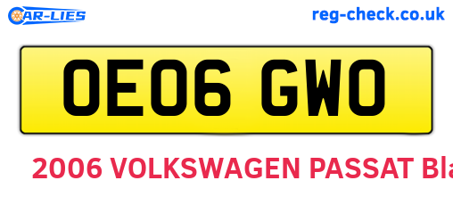 OE06GWO are the vehicle registration plates.