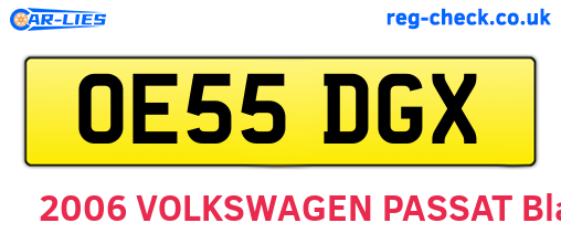 OE55DGX are the vehicle registration plates.
