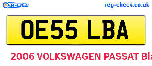 OE55LBA are the vehicle registration plates.