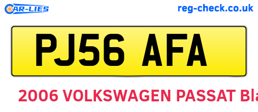 PJ56AFA are the vehicle registration plates.