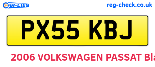 PX55KBJ are the vehicle registration plates.