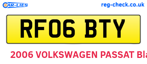 RF06BTY are the vehicle registration plates.