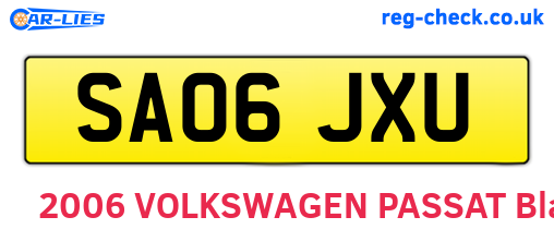 SA06JXU are the vehicle registration plates.