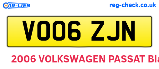 VO06ZJN are the vehicle registration plates.
