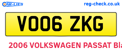 VO06ZKG are the vehicle registration plates.