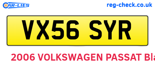 VX56SYR are the vehicle registration plates.