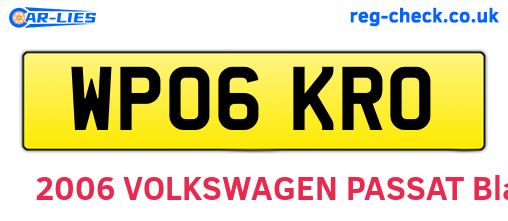 WP06KRO are the vehicle registration plates.
