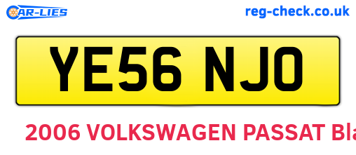 YE56NJO are the vehicle registration plates.