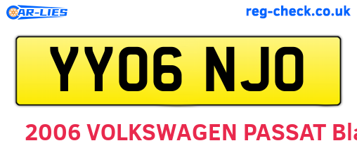 YY06NJO are the vehicle registration plates.