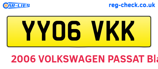YY06VKK are the vehicle registration plates.