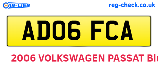 AD06FCA are the vehicle registration plates.