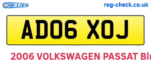 AD06XOJ are the vehicle registration plates.