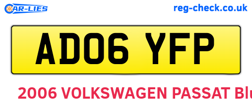 AD06YFP are the vehicle registration plates.