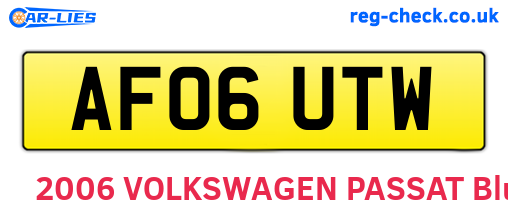AF06UTW are the vehicle registration plates.