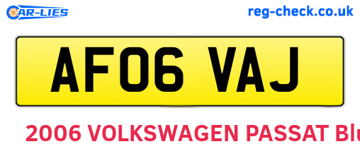 AF06VAJ are the vehicle registration plates.