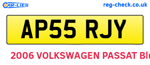 AP55RJY are the vehicle registration plates.
