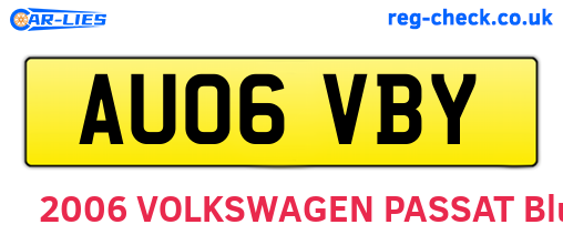 AU06VBY are the vehicle registration plates.