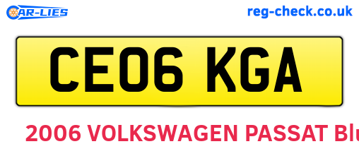 CE06KGA are the vehicle registration plates.