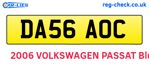 DA56AOC are the vehicle registration plates.