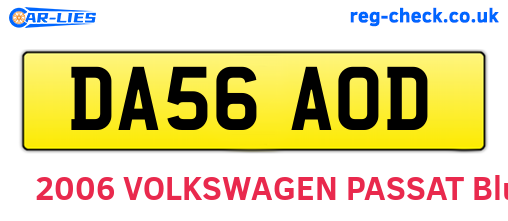 DA56AOD are the vehicle registration plates.