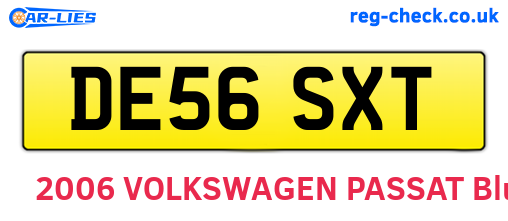 DE56SXT are the vehicle registration plates.