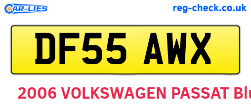DF55AWX are the vehicle registration plates.