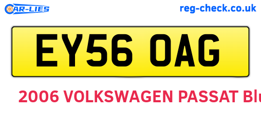 EY56OAG are the vehicle registration plates.
