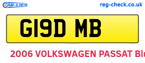 G19DMB are the vehicle registration plates.