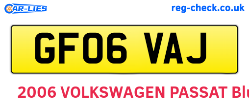 GF06VAJ are the vehicle registration plates.